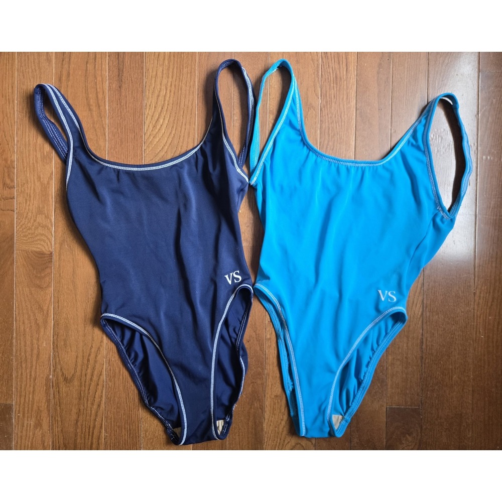 VTG Victoria's Secret One Piece Swimsuits Made In USA Lot Of 2 Blue VGUC Size 4